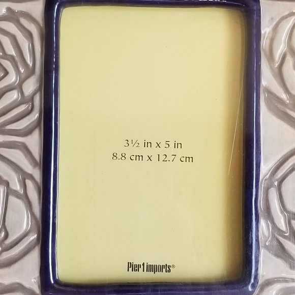 Pier 1 Imports Picture Frame  Ceramic Swirly Rose Motif Desk or Wall - Picture 3 of 6